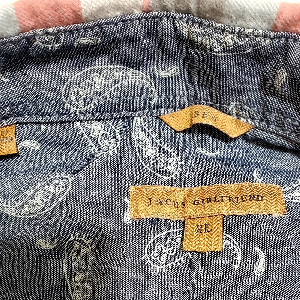 JACHS Girlfriend Plaid Flannel BEA Western Shirt Snap Wrist and Front Blue Pink - Picture 9 of 13